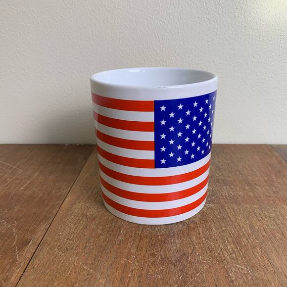 American Flag Patriot Coffee or Soup Mug Gold Handle Teleflora Gift Large - Picture 2 of 7